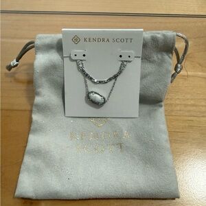 Kendra Scott Elisa Double Chain Silver Necklace with White Stone